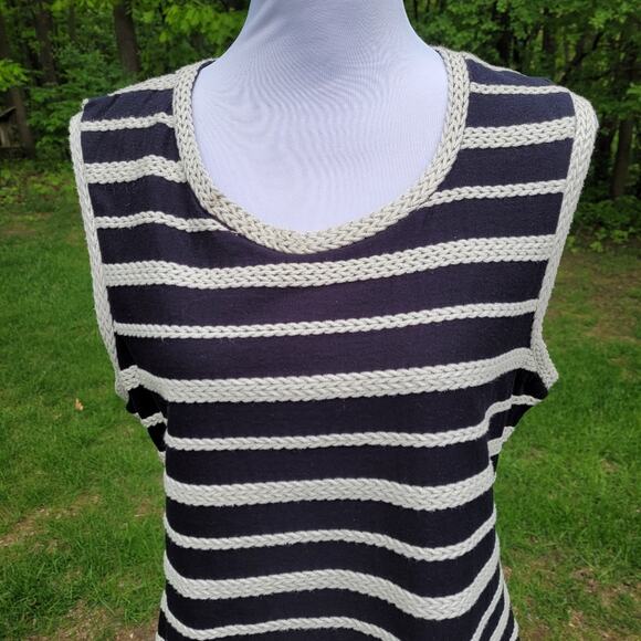 Max Studio Black & Ivory Braided Striped Shift size XL - Picture 2 of 13